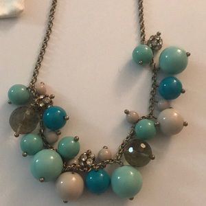 Jcrew bauble necklace with gold, blue, grey
